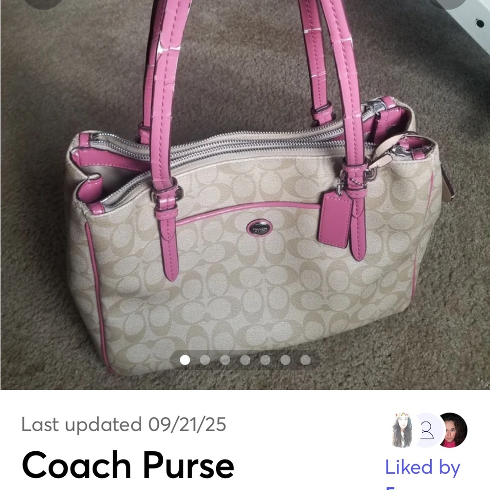 Coach Beige and Pink Shoulder Bag Fair handle area only.